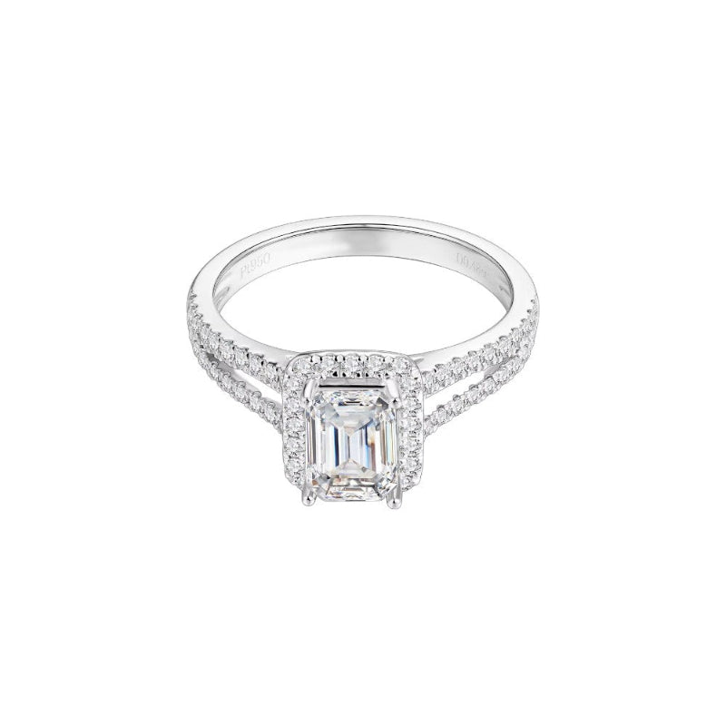 Emerald Cut Moissanite Engagement Ring