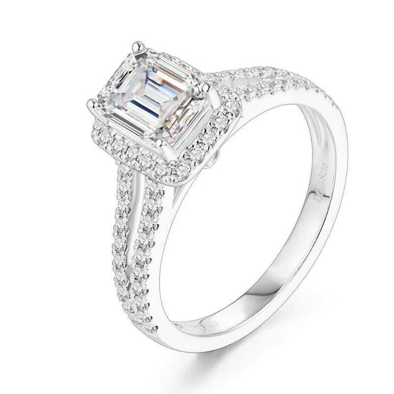 Emerald Cut Moissanite Engagement Ring