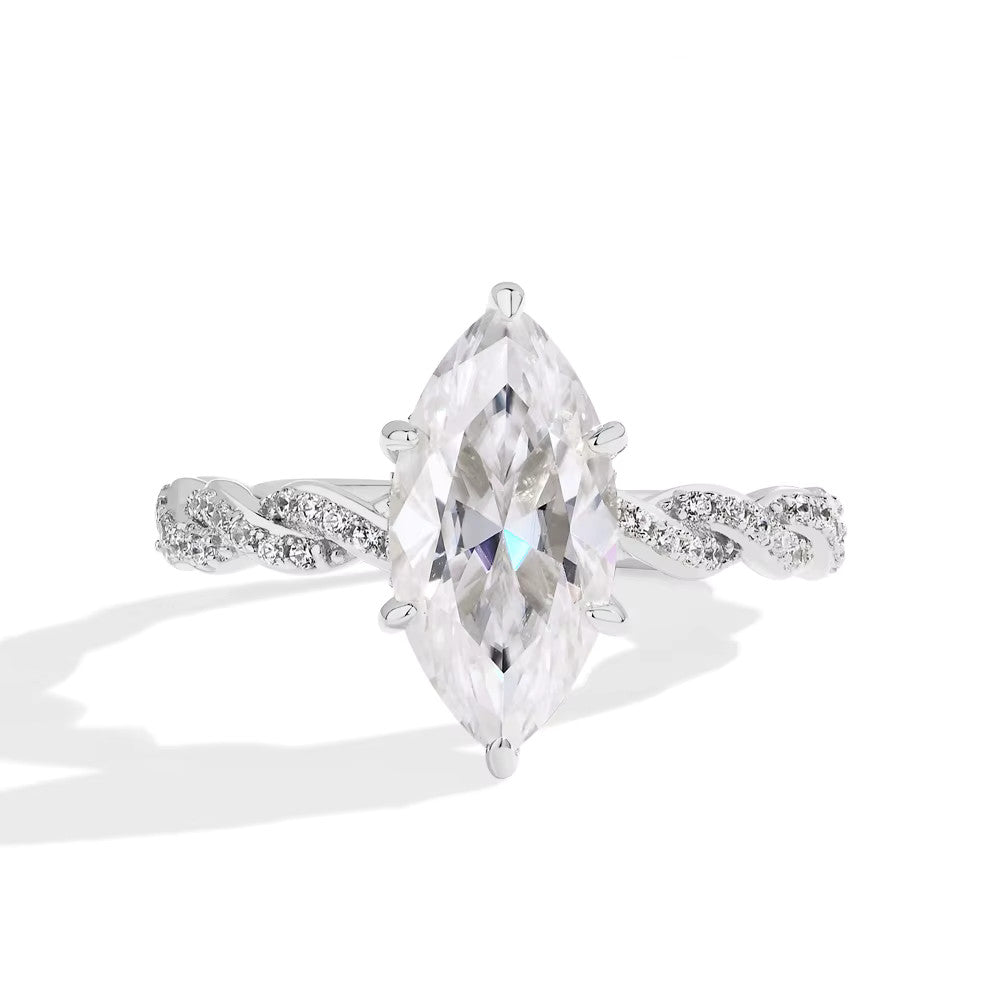Marquise Cut Moissanite Engagement Ring