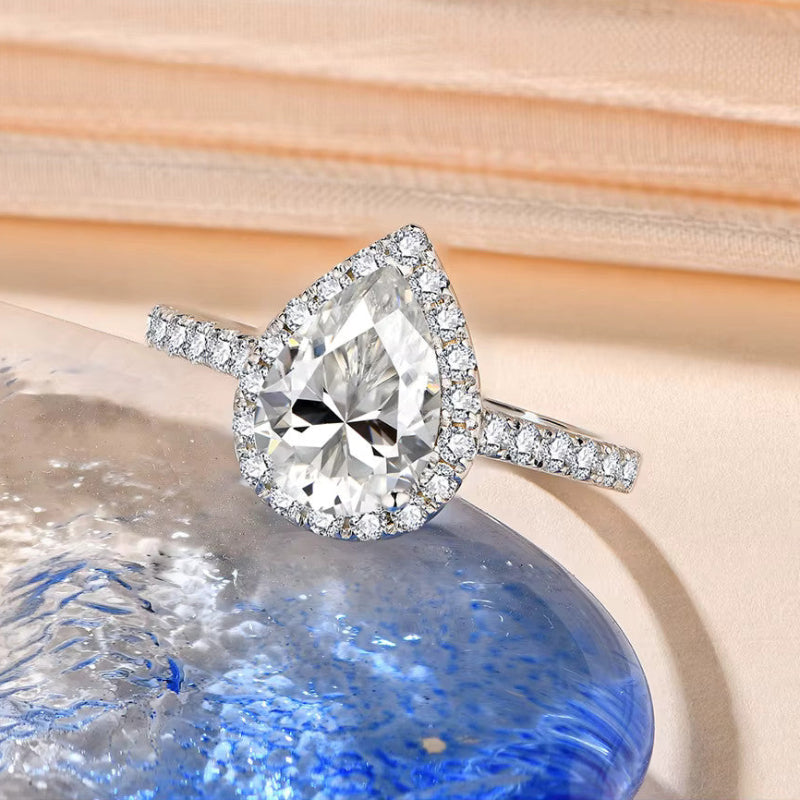 Pear Cut Moissanite Engagement Ring