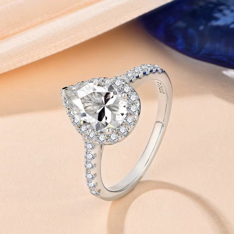 Pear Cut Moissanite Engagement Ring