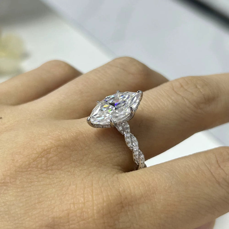 Marquise Cut Moissanite Engagement Ring