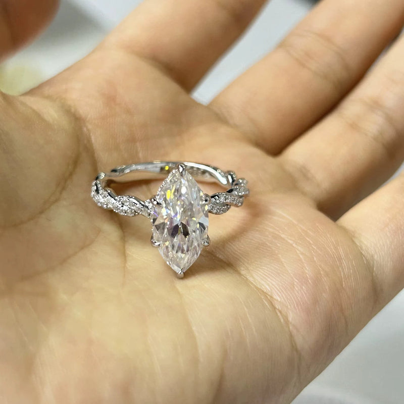 Marquise Cut Moissanite Engagement Ring