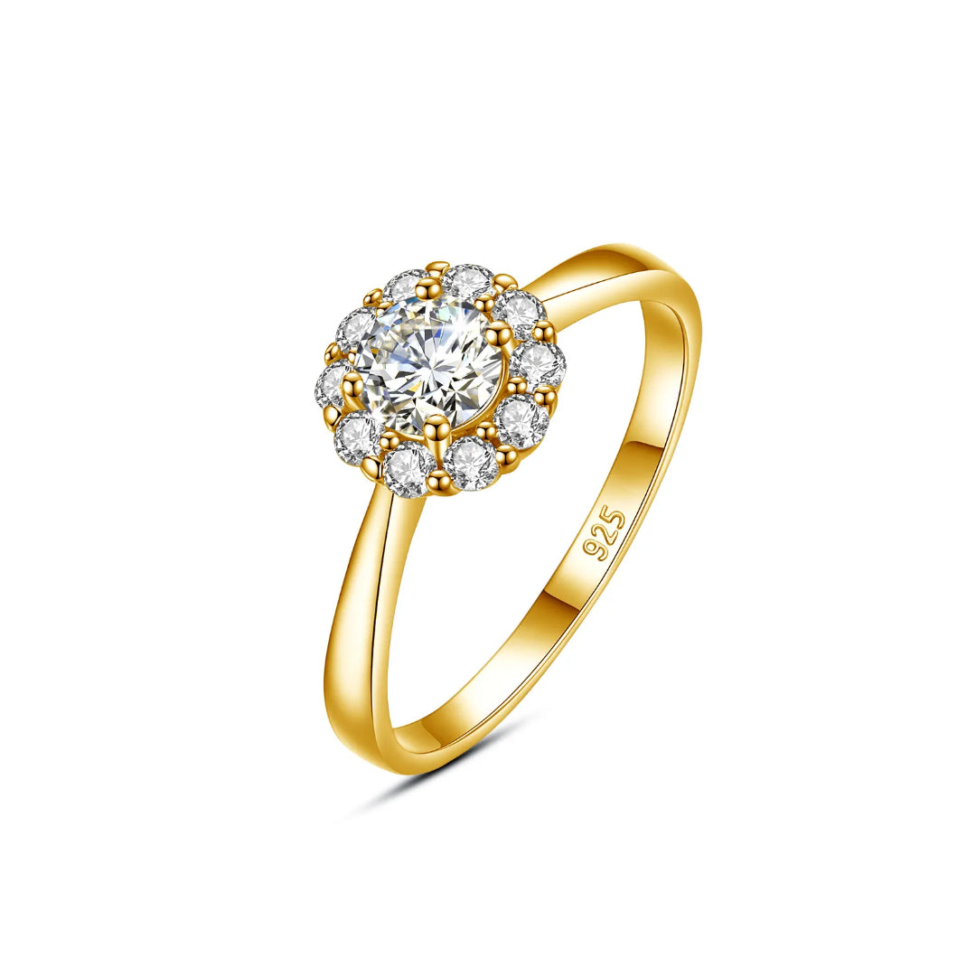 Moissanite Ring Flower Bloom