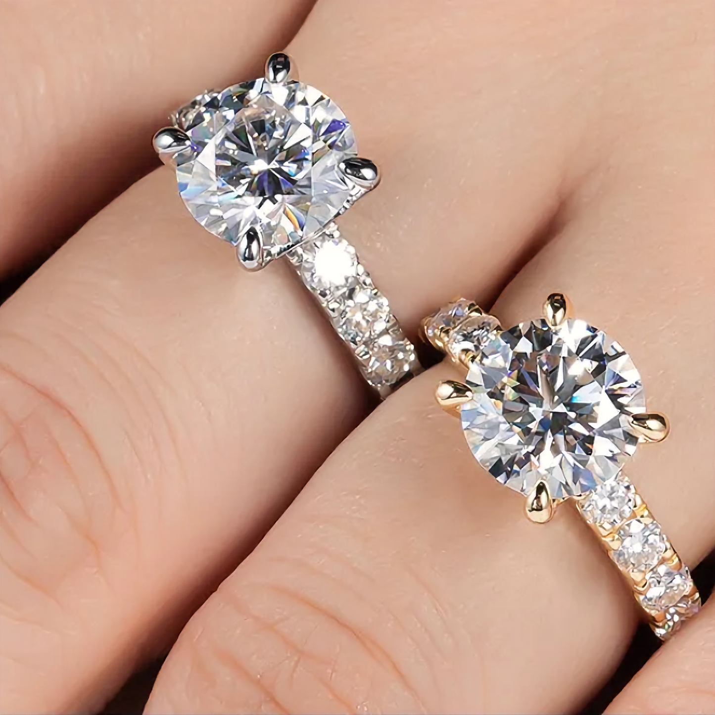Round Cut Moissanite Engagement Ring