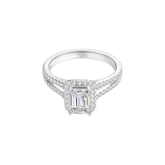 Emerald Cut Moissanite Engagement Ring