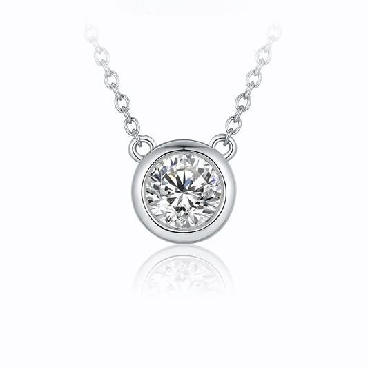 Bezel-Set Round Brilliant Cut Moissanite Necklace