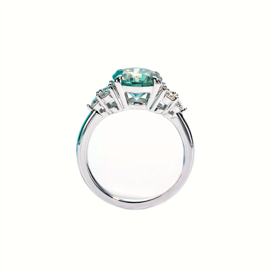 Moissanite Ring Turquoise Crown