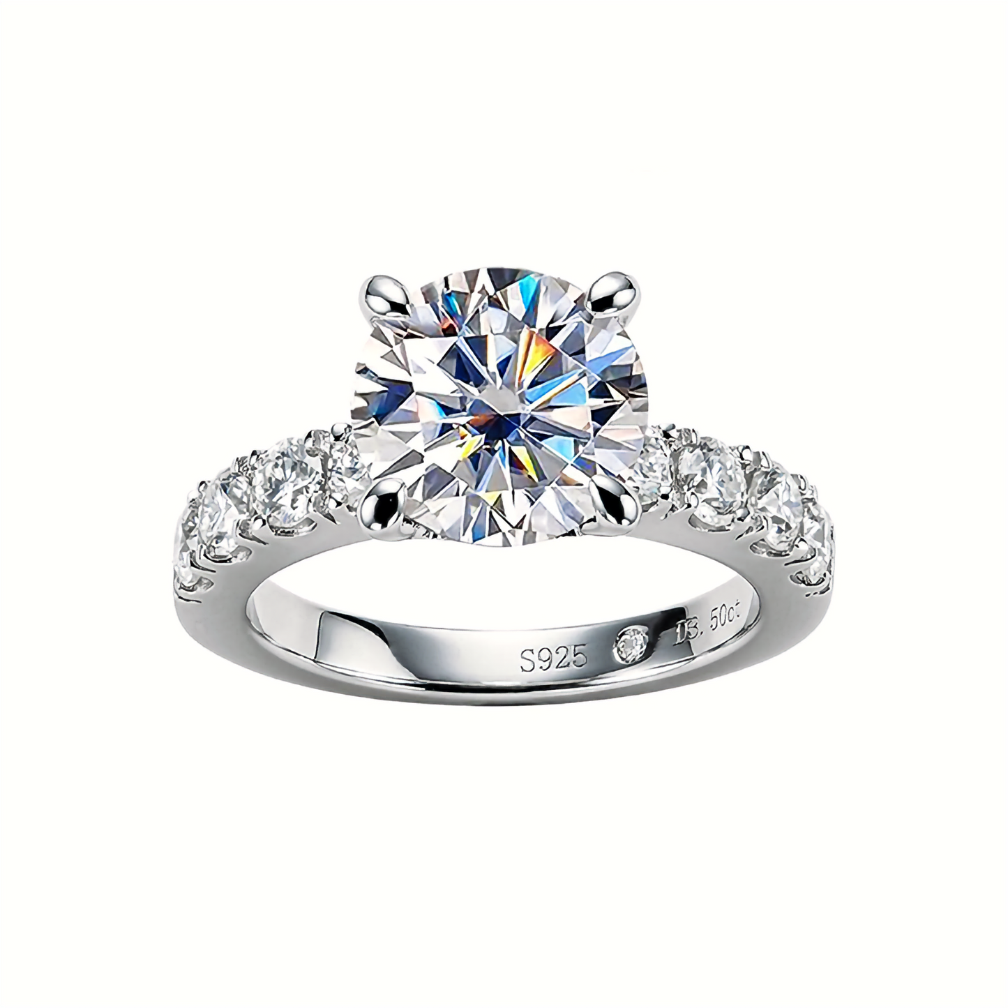 Round Cut Moissanite Engagement Ring