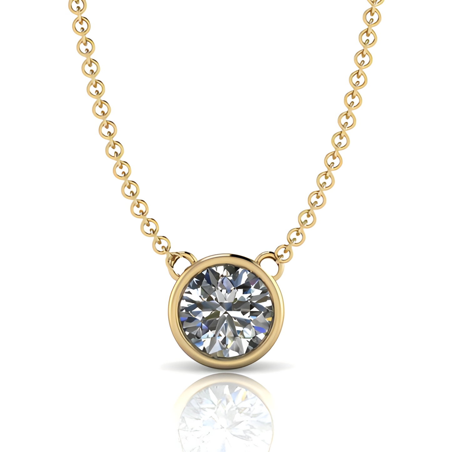 Bezel-Set Round Brilliant Cut Moissanite Necklace